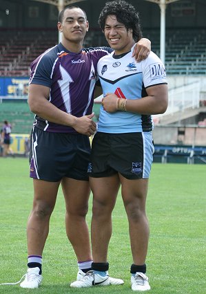 Mahe Fonua & DJ Lokeni - Purcell - Melbourne Storm v Cronulla SHARKS rnd 4 SG Ball action (Photo's : ourfootymedia)