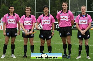 Phillip Sung (c) and the Elimination Final Ref's ( Photo's : OurFootyMedia) 