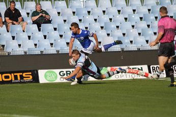 Jacob Gagan try - Cronulla SHARKS v Newtown Jets NSW CUP Rnd 7 ACTION(Photo : steve monty / OurFootyMedia) 
