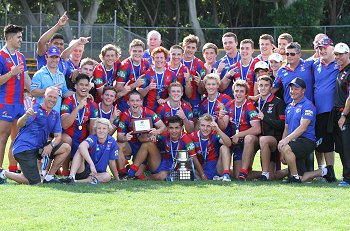 Newcastle KNIGHTS win 2014 Harold Matthews Cup GRAND FINAL Team Photo (Photo : steve monty / OurFootyMedia) 