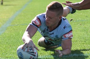 Cameron Scott scores the winning try for the Sharks in the National u18 Club Final (Photo : steve montgomery / OurFootyTeam.com)