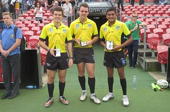 Joesph Teseiro, Nathan Loveday & Joel Mani 2016 gio Schoolboy Cup Grand Final Referee's (Photo : steve montgomery / OurFootyTeam.com) 
