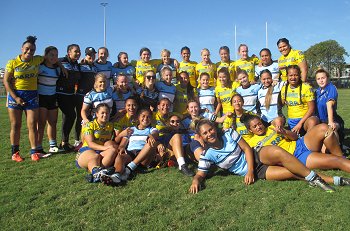 Parramatta Eels & Cronulla - Sutherland Sharks U18 Tarsha Gale Cup u18 Girls Rugby League Rnd 6 GroupPhoto (Photo : steve montgomery / OurFootyTeam.com)