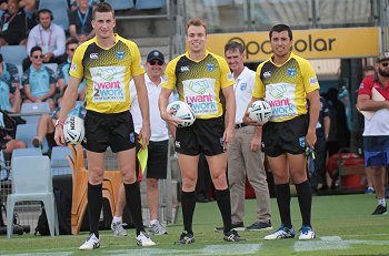 Mitchell Currie, Andrew McRea and Joseph Eid - Referee's - NSWRL Jersey Flegg Cup Rnd 5 Cronulla - Sutherland Sharks v St. George Illawarra Dragons (Photo : steve montgomery / OurFootyTeam.com)