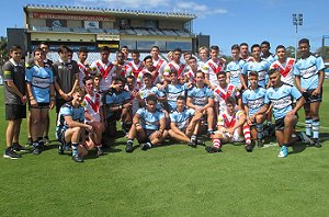 Cronulla Sharks and Dragons Harold Matthews Cup teams together after their Rnd 5 Clash (Photo : Steve Montgomery / OurFootyTeam.com)