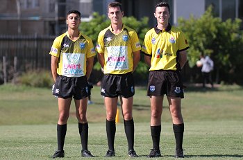 Isaac El-Hassan, Alexander Ward & Zac Pitkethley REFEREE'S - Cronulla - Sutherland Sharks v WestsTigers Tarsha Gale Cup u18 Girls Rugby League Rnd 8 (Photo : steve montgomery / OurFootyTeam.com)