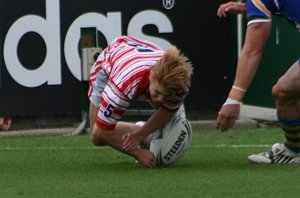 Jake Heffard slides in for a good try - Arrive alive Cup aCTioN - Marist Kogarah v Kiama HS (Photo's : ourfooty media)