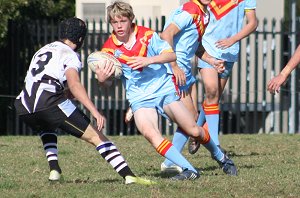 Cooper had a good game in the A's today - Doin Beatie flies down the wing - Cronulla Caringbah Vs De La salle U 15A's Rnd 12 (Photo's : ourfooty media)