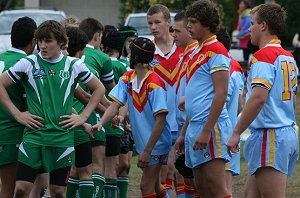 Gymea Gorilla's & De la Salle shake hands b4 the game ( Photo : ourfooty media )