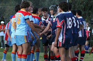 Menai & De La shake hands before the game U15A's Roosters Vs De La Salle (Photo : ourfooty media)