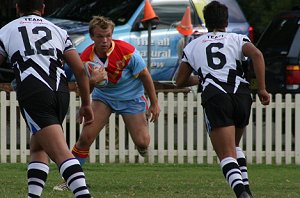Zac Wederswieler runs at the Cronulla line - De La Vs Cronulla U 15A's (Photo : ourfooty media)
