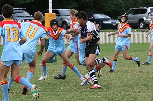 Rea on the rampage close to the line - De La Salle Vs Cronulla U 15A's (Photo : ourfooty media)