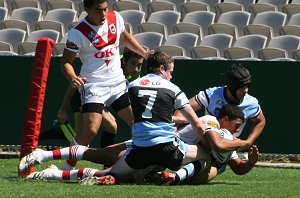 Brandon Fripp dives over for a try - Cronulla Vs St. George Matty's Cup (Photo : ourfooty media) 