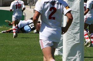 Blake Sorenson takes 3 defenders with him to score this match winning try ( Photo : ourfooty media ) 