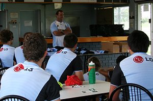 Ricky Stuart talk to the Sharks '08 Harold Matthews Cup Squad