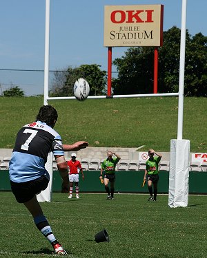 Chad Townsend kicks straight - - Cronulla Vs St. George SG Ball (Photo : ourfooty media) 