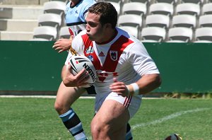 Tommy Hancock charges up OKI Stadium - Cronulla Vs St. George SG Ball (Photo : ourfooty media) 
