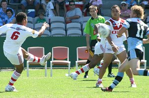 is it a falcon ? adam goode runs rthe footy - Cronulla Vs St. George SG Ball (Photo : ourfooty media) 