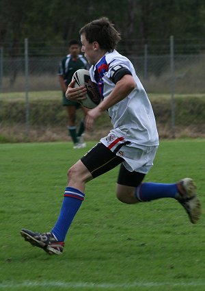 Luke 'Dodgie' Dodge on the burst Sydney West Vs Sydney East - Under 15's in action Sydney Rugby League Trials ( Photo : ourfooty media)