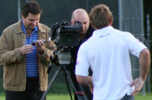 De La Salle U16A's help out Brett Kimmorley with his homework (Photo's : ourfooty media)