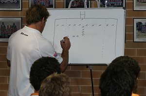 De La Salle U16A's help out Brett Kimmorley with his homework (Photo's : ourfooty media)