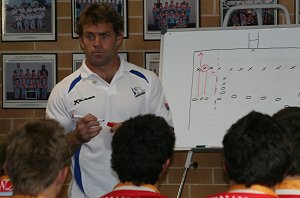 De La Salle U16A's help out Brett Kimmorley with his homework (Photo's : ourfooty media)