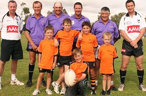 Referees (L-R back row) - Peter Lupton, Trevor Waterhouse, Brad Lane, Mark Beetson, Greg Mathieson and Sean Hampstead