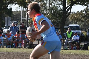 Reece Davidson run up the field - De La Salle v Engadine Dragons 16A's rnd 15 ACTION (Photo's : ourfootymedia)
