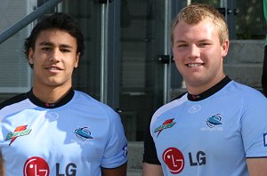 Sharks Matthew's Cup players Michael Lichaa & Zac Wedersweiler come to watch the footy (Photo : ourfootymedia)