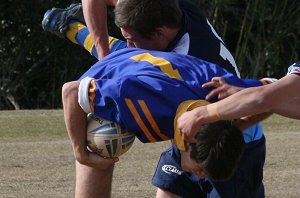Sharks Knockout's OPEN'S Grand Final - De La Cronulla v Aquinas Menai action (Photo : ourfooty media)