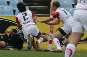 Cronulla Sharks U17's v St. Helen's Saints Academy action (Photo's : ourfootymedia)