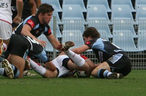 Cronulla Sharks U17's v St. Helen's Saints Academy action (Photo's : ourfootymedia)