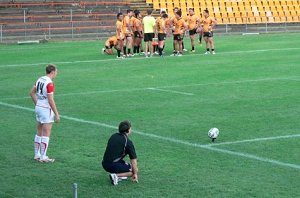 Tom Johnson lines up one of his 3 conversions 