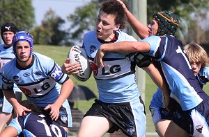 Cronulla's Luke Dodge on a huge go forward against the WSAS defence (Photo's : ourfooty media)