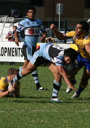 DJ on his way to the line - Parramatta Eels v Cronulla Sharks SG Ball rnd 6 action (Photo's : ourfooty media)