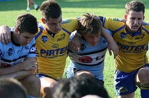 Parra & Sharks take a knee to pray after the game - Parramatta Eels v Cronulla Sharks SG Ball rnd 6 action (Photo's : ourfooty media)