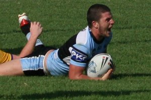 Chad Townsend celebrates his gr8 solo try - Parramatta Eels v Cronulla Sharks SG Ball rnd 6 action (Photo's : ourfooty media)