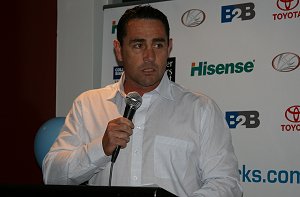 Shaun Flannagan talks footy Sharks Junior Rep Award night (Photo's : ourfootymedia)