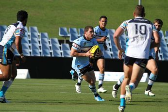 Chad McGil running Hard Cronulla SHARKS v Gold Coast Titans U20s Rnd 1 ACTION (Photo : steve monty / OurFootyMedia) 