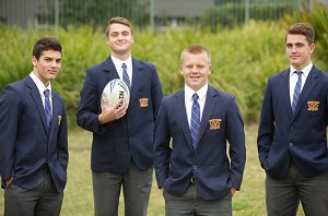 Smart footy students: De La Salle College, Caringbah, quartet Harris Peter Georgopoulos, Jaeman Salmon, Isaac Longmuir and Lachlan Smith. Picture: Chris Lane