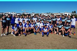 Cronulla Sharks Academy u15s and Canterbury Bulldogs after their trial match (Photo : Steve Montgomery / Cronulla Sharks)