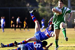 Looking on the bright side ... dumped Cronulla Shark Josh Hannay puts on a burst of speed for the Gymea Gorillas yesterday. Photograph: Mark Evans / The Daily Telegraph