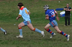 Nick Pleasence with a dash down the right wing 