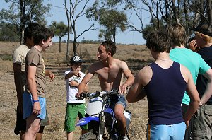 Stacey has a go on the bike