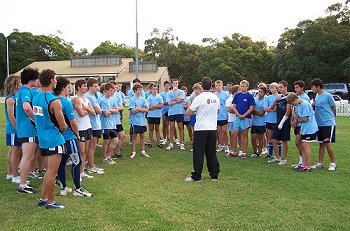 Ricky Stuart talk to the Cronulla under 14 development team (Photo: ourfooty media)