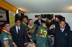 Mitchell PEARCE runs the ball for Australia
