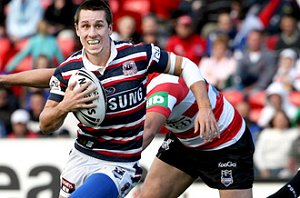 Mitchell Pearce in action for the Roosters. Photograph: Robert Mckell / The Daily Telegraph