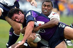 Offer on the table: Melbourne Storm prop Brett White is considering a contract that would see him at Olympic Park beyond 2007. Picture: Darrin Braybrook