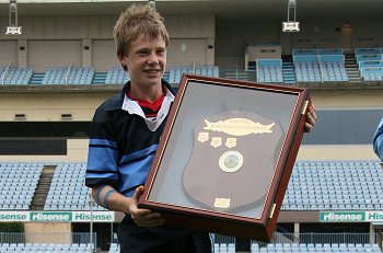 Muswellbrook PS Skipper Jake Parker hold up the Classic Shield (Photo's : Steve Montgomery / OurFootyTeam.com)