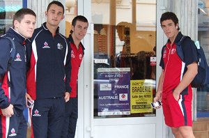 The boys find a shop promoting the game